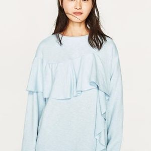 Zara Frilled Sweatshirt Sky Blue S