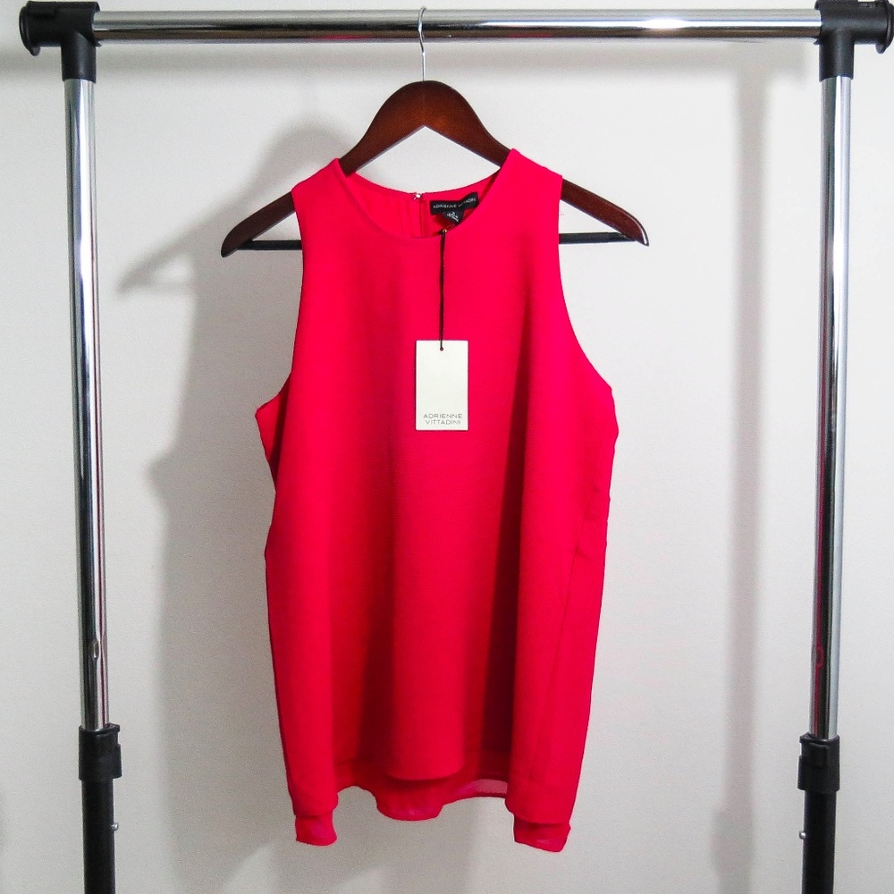 Hot Pink High Low Sleeveless Blouse