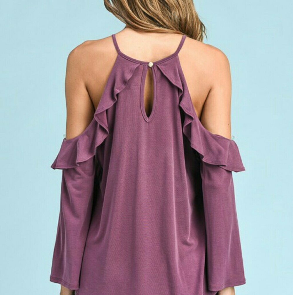 Cold shoulder ruffle sleeve top ( 3 LEFT ) - Picture 3 of 3