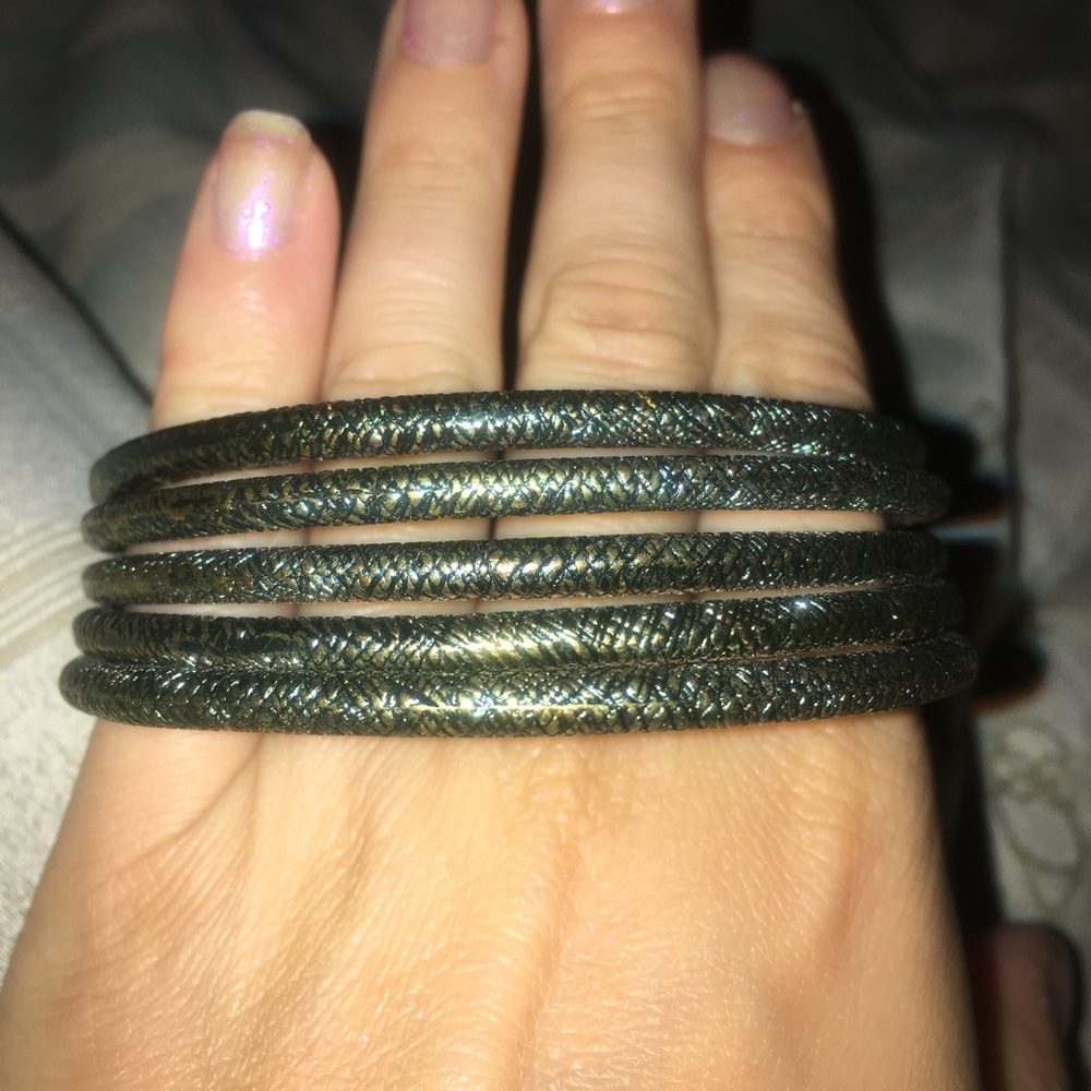 Green and gold metal bangles