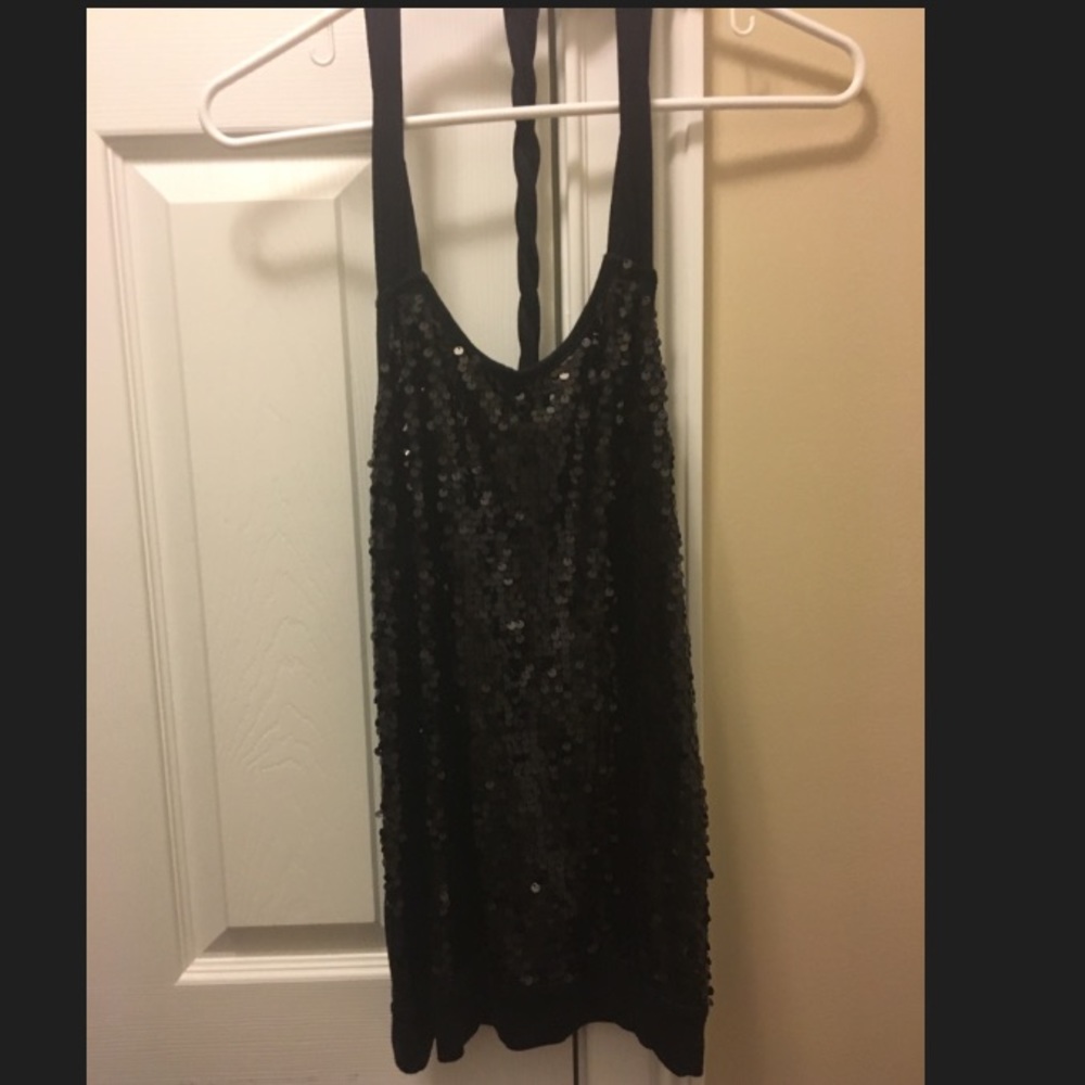 Black Sequin Express Tank Top