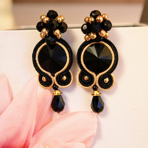 New beatiful crystal soutache handmade earrings