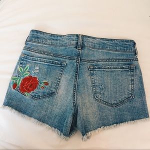 Rose Embroidered Jean Shorts