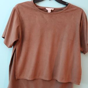 Faux Suede Crop Tee