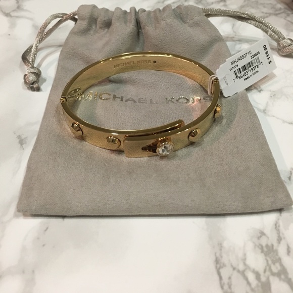 BNWT Michael Kors Astor Gold Tone Studded Bangle - Picture 1 of 7