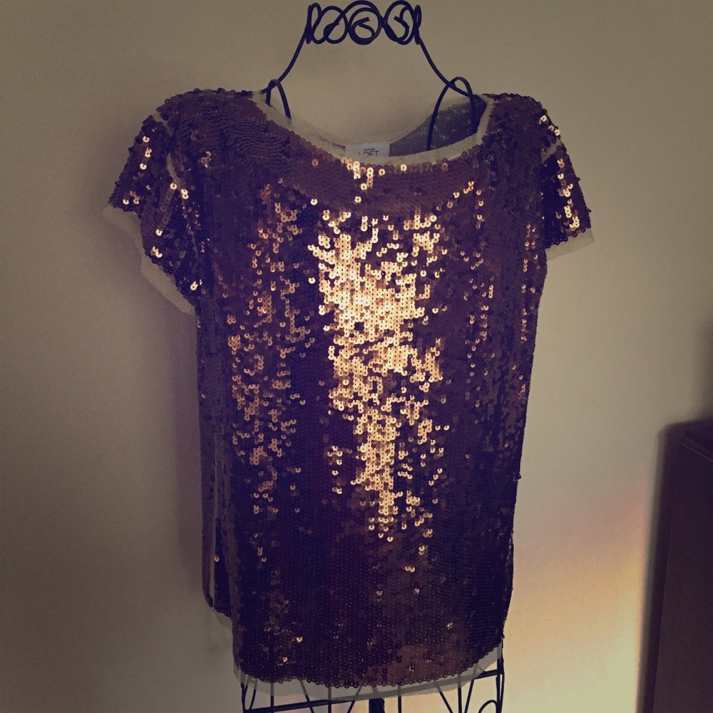 LOFT bronze sequin top