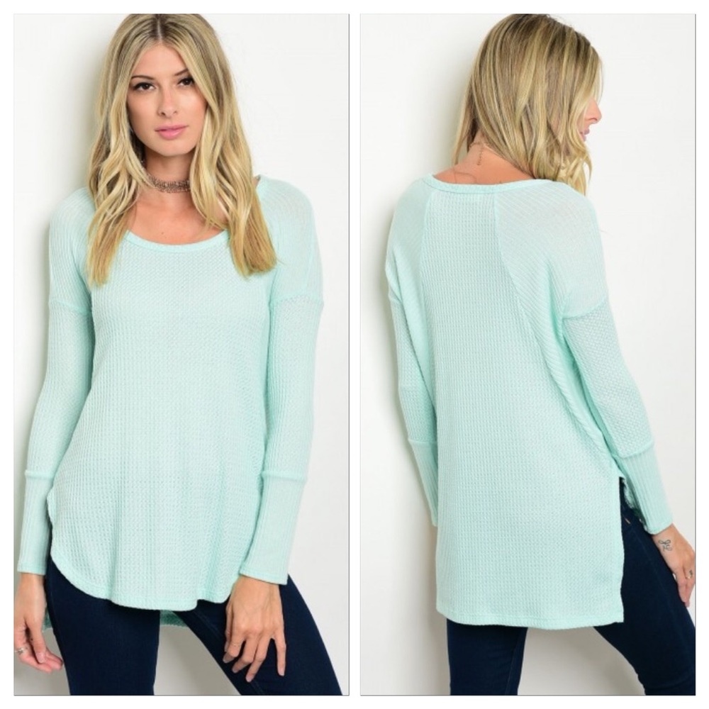 Mint green waffle knit top ๐บ๐ธ - Picture 4 of 8