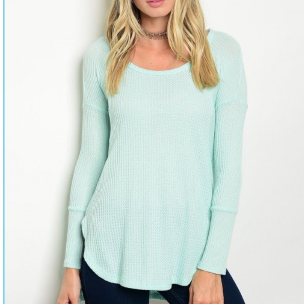 Mint green waffle knit top ๐บ๐ธ - Picture 5 of 8