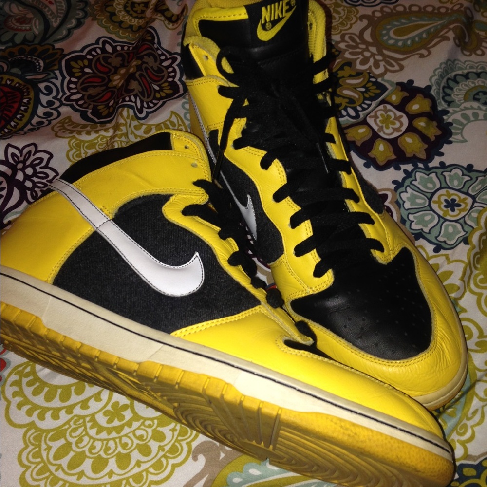 Nike high dunk yellow/black/white men's sneakers
