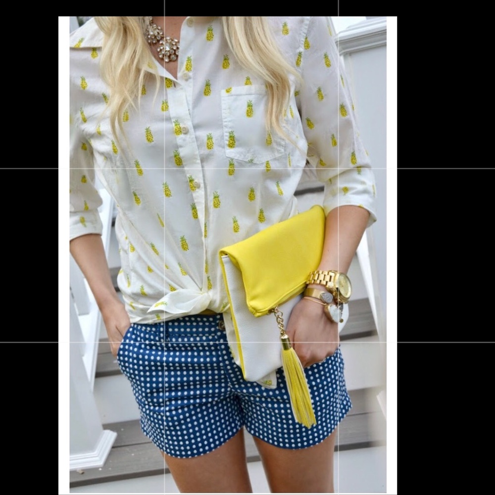 J.Crew Classic Button-Down, White/Pineapple Print