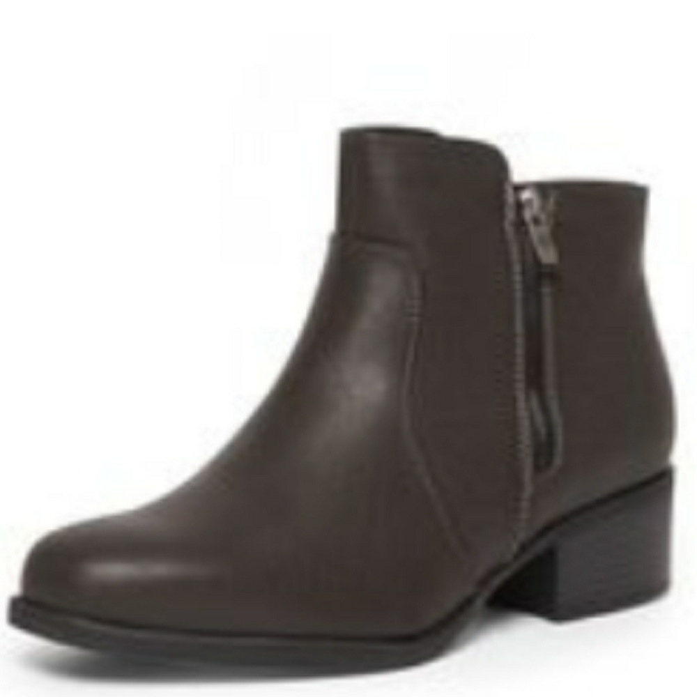 GREY DUAL ZIP SQUARE TOED CHELSEA BOOT