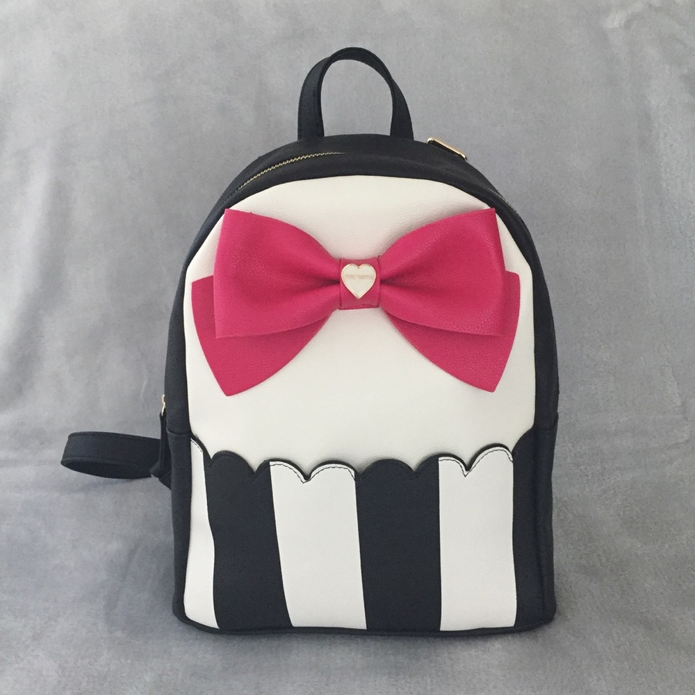 Betsey Johnson Bow Backpack - Stripe Fuschia