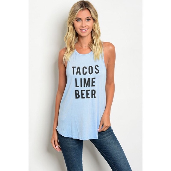 New blue vacation tacos lime beer tank - Picture 2 of 5