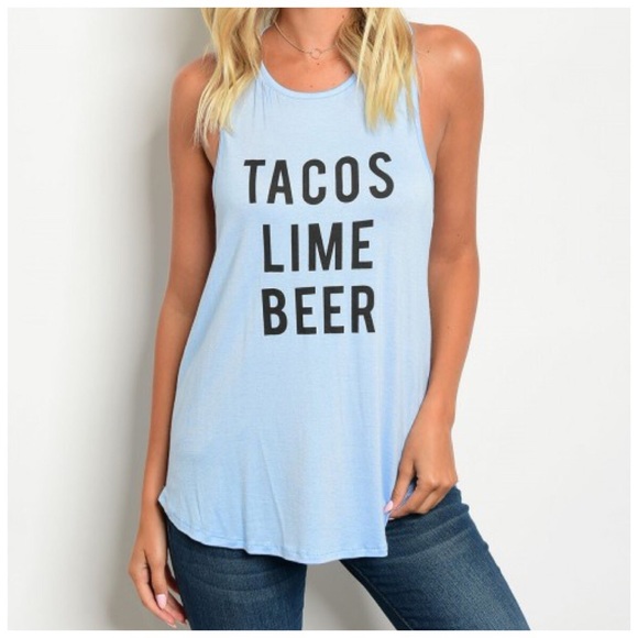 New blue vacation tacos lime beer tank - Picture 4 of 5