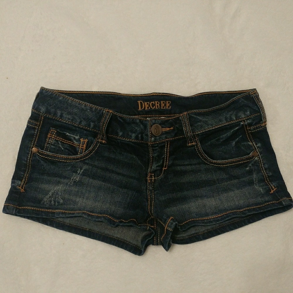 Decree Distressed mini shorts blue size 3