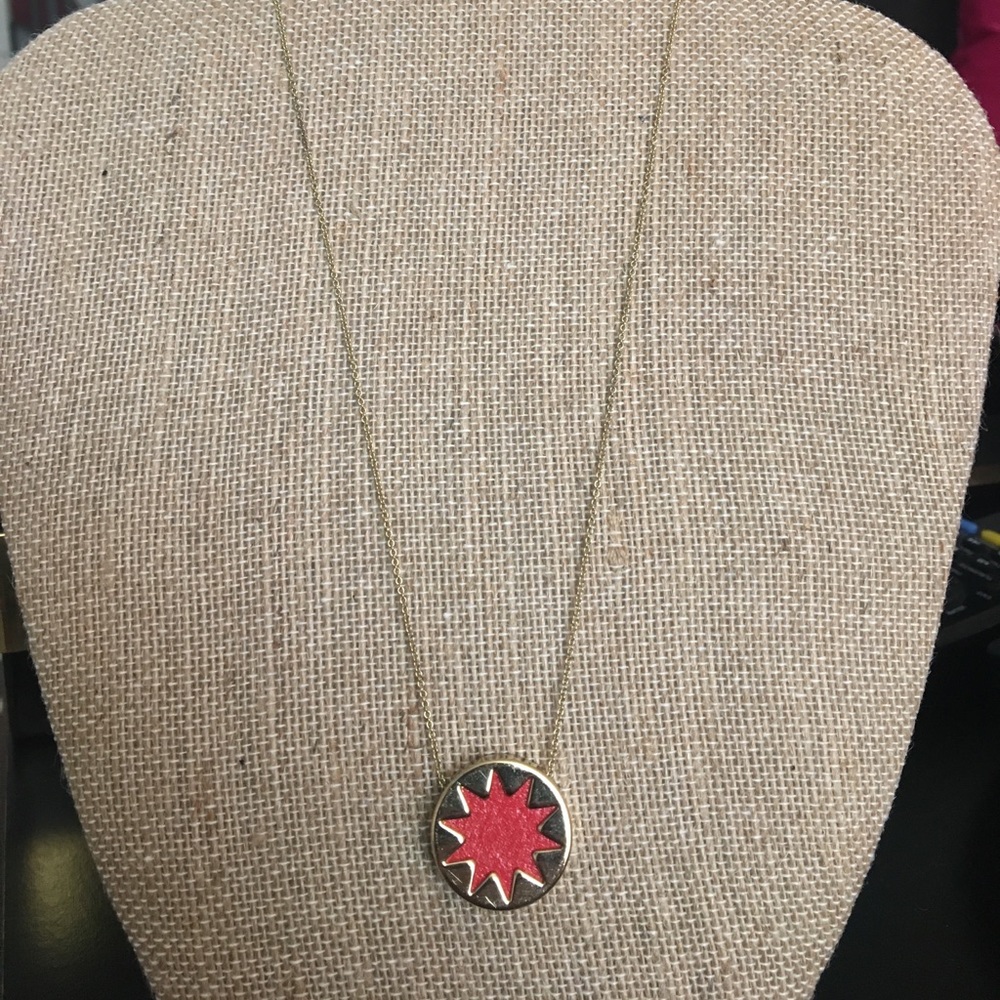🔽•House of Harlow 1960• necklace w/red sunburst.