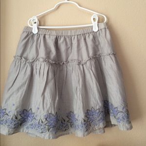 Gray and blue knee length skirt