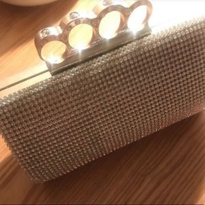 Silver rhinestone pouch purse