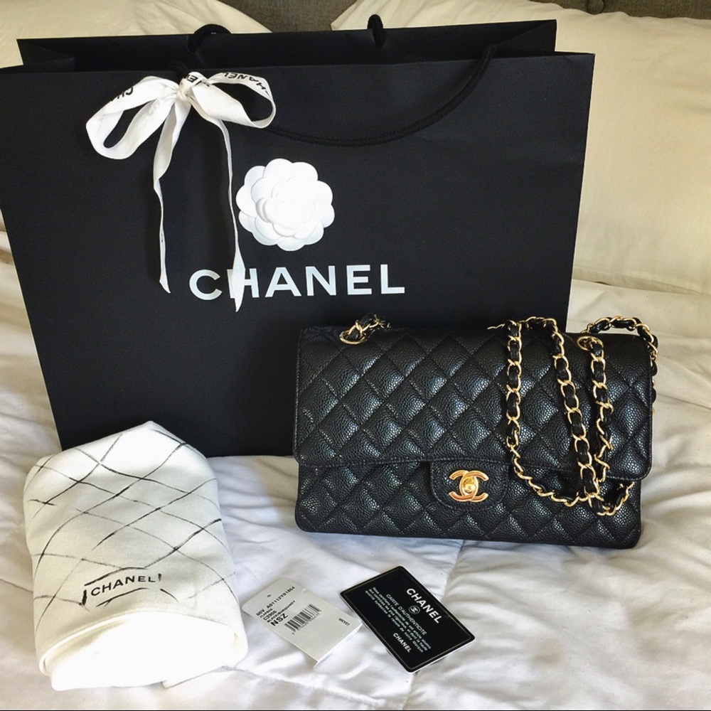 Chanel Double Flap Caviar Shoulder Bag - Picture 1 of 8