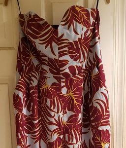 Strapless Leaf Print Jumpsuit