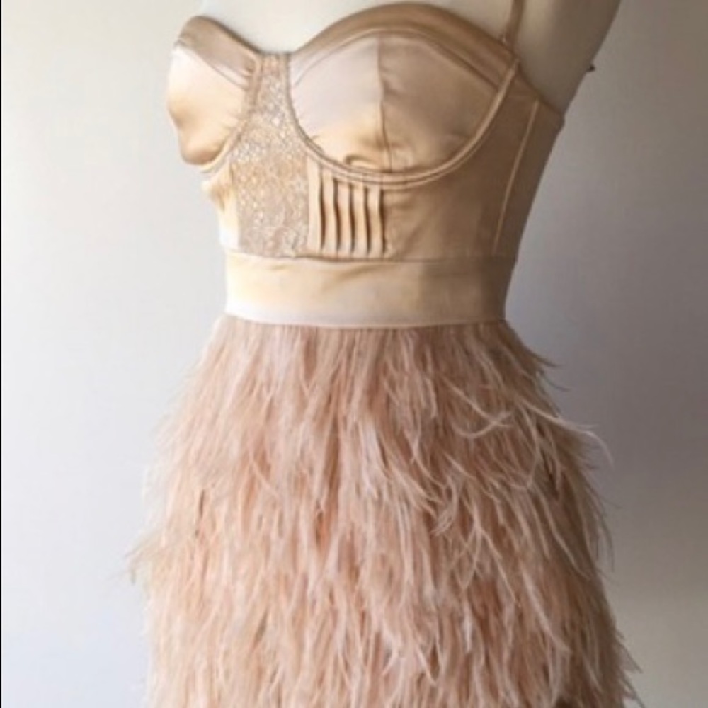 Silk and ostrich feather cocktail dress