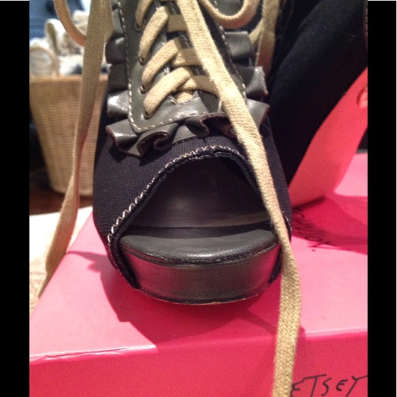 Betsey Johnson lace up peep toe booties - Picture 4 of 5
