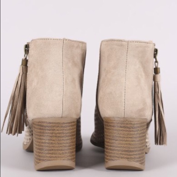 Taupe Peep Toe Booties - Picture 4 of 5