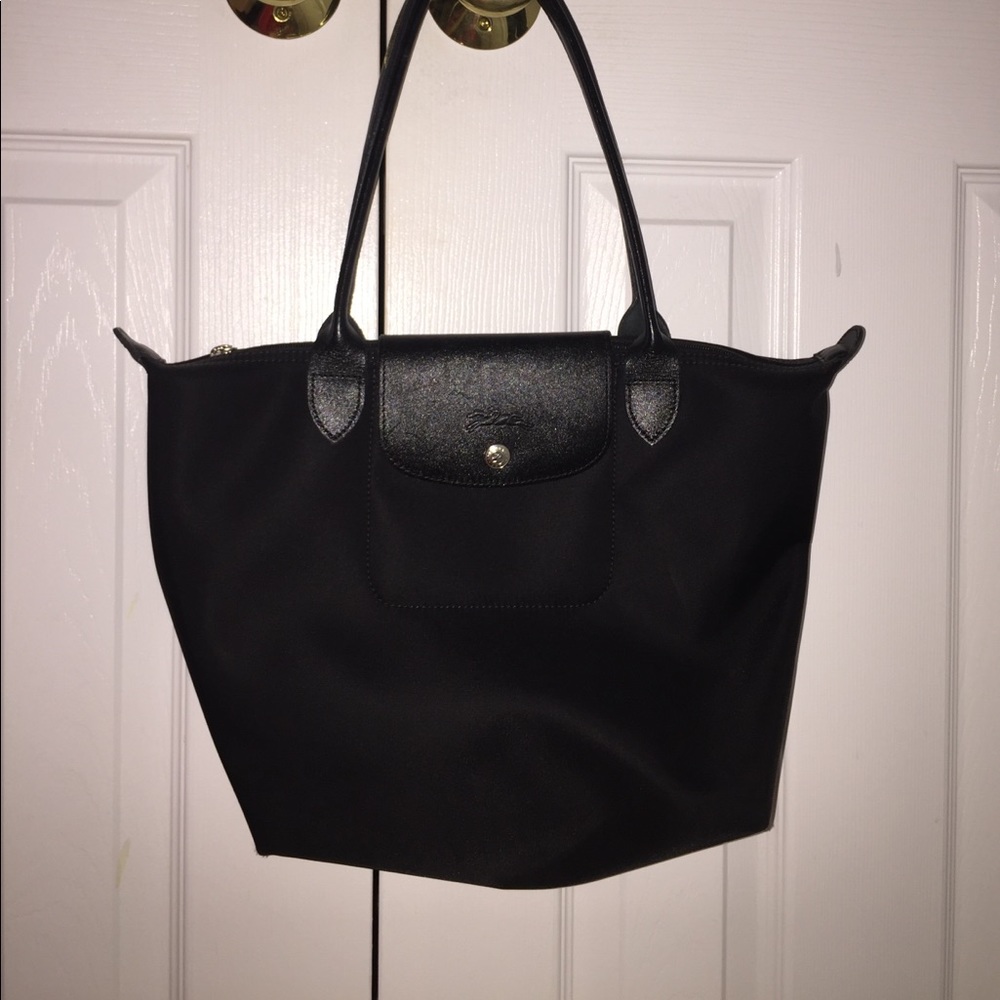 Black longchamp designer tote bag