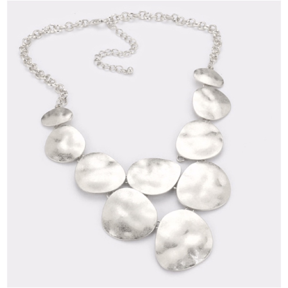 SOLD OUT Hammered Metal Disc Link Bib Necklace Set - Picture 1 of 3