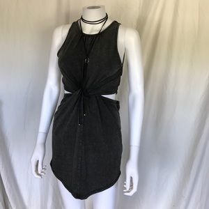 Dark Heather Cutout Twist Front Dress