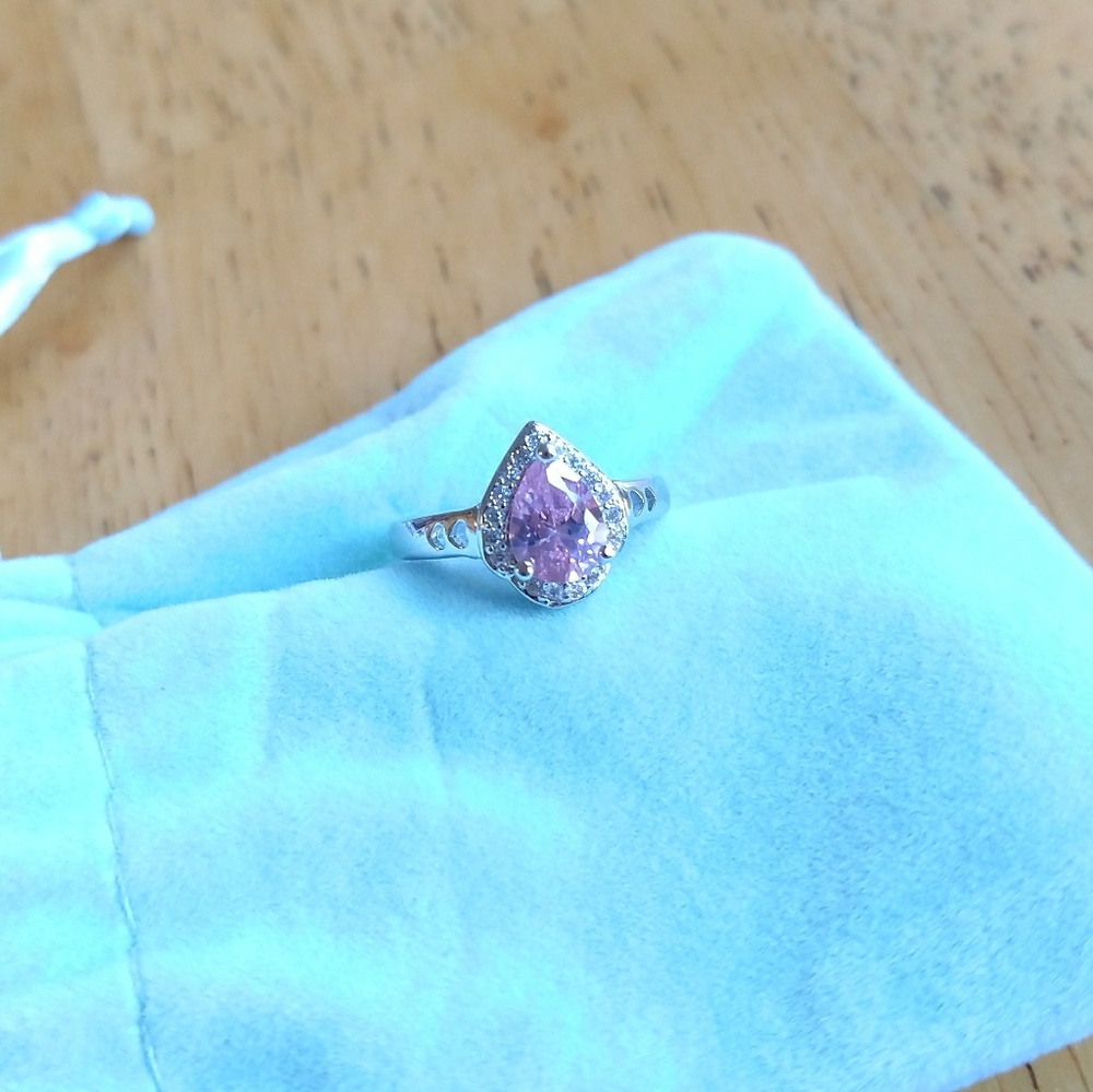 Sz 6 pink silver ring