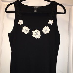 WHBM Knit Tank with Flower & Jewel Details