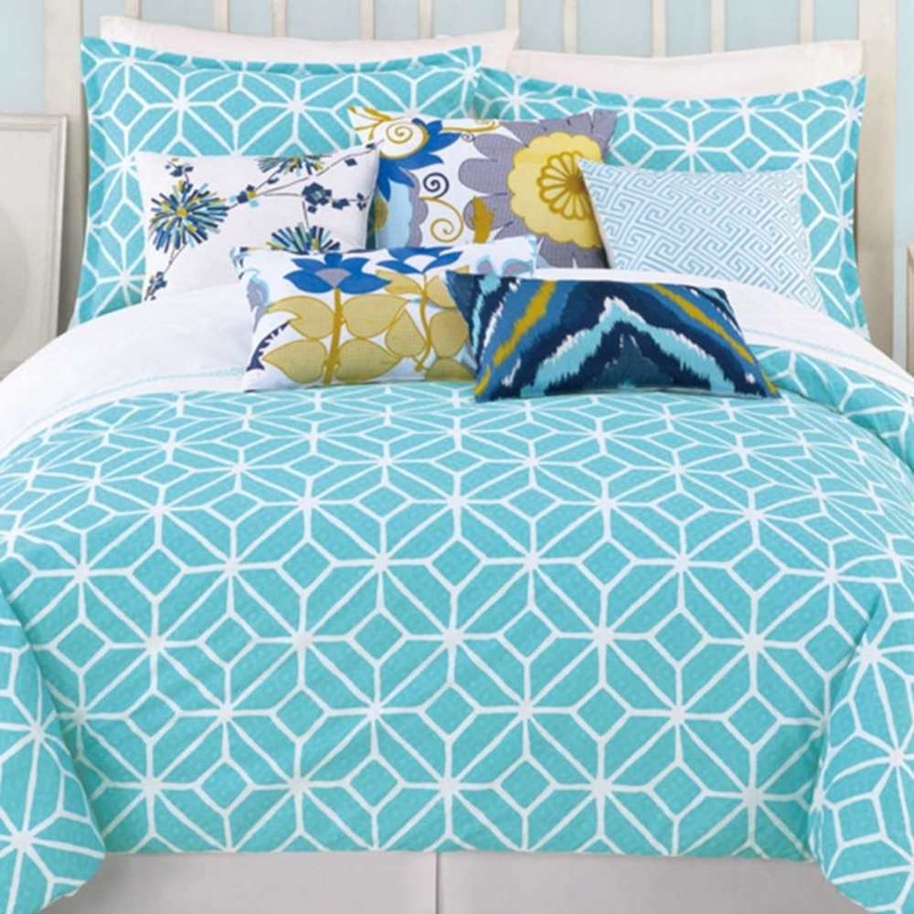 Trina Turk Turquoise Trellis Queen Bedding Set
