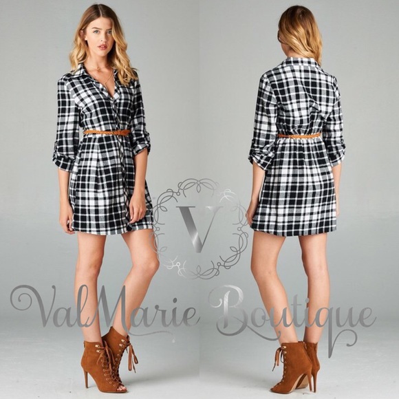 black white Plaid tunic dress - Picture 2 of 2