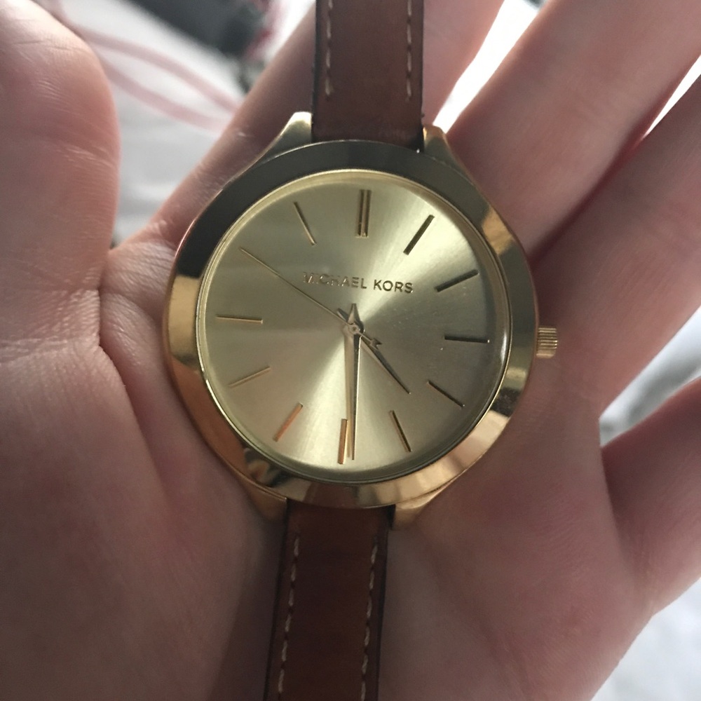 Michael Kors Women Runway SlimDouble Leather Watch