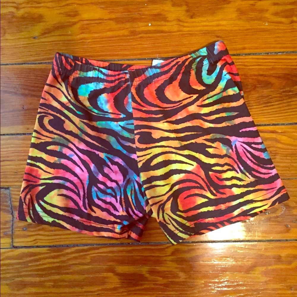 Rainbow leopard compression shorts