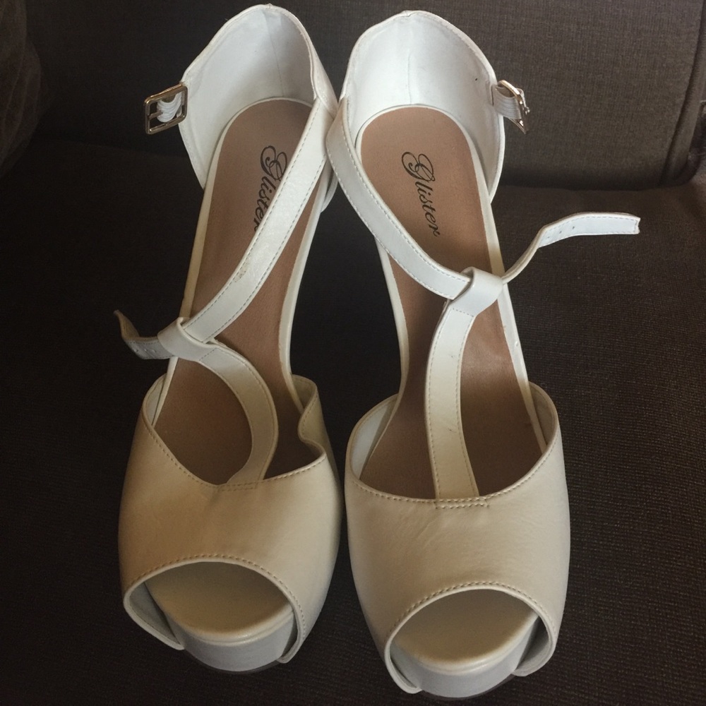 White glister platform heels