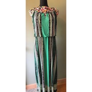 Style&Co Green Patterned Maxi Dress Size Medium