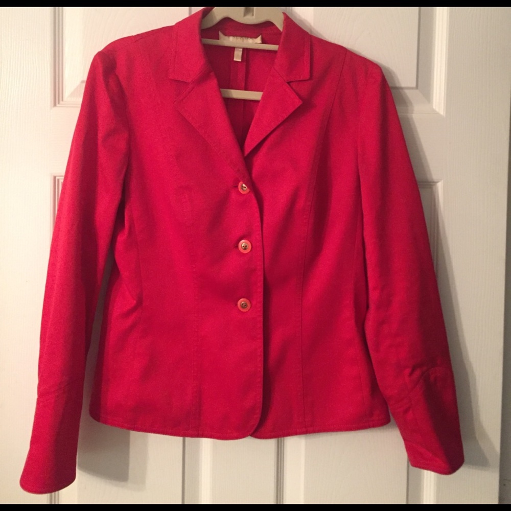 Escada Red Vintage Jacket w/ Decorative Buttons