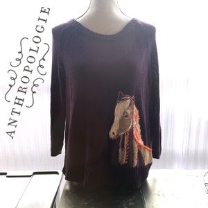 ANTHROPOLOGIE Moth Embroidered Horse Pullover 🐴