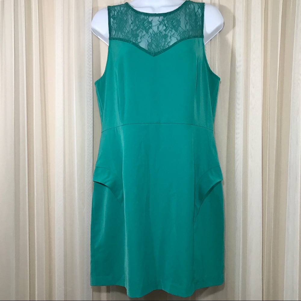 Kensie Green Lace Sheath Dress Sleeveless