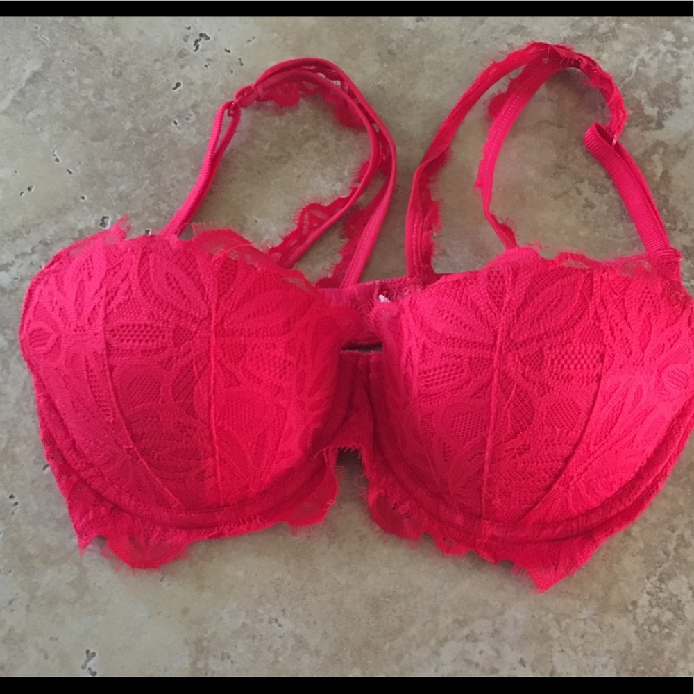 VS Pink red lace sexy push up bra