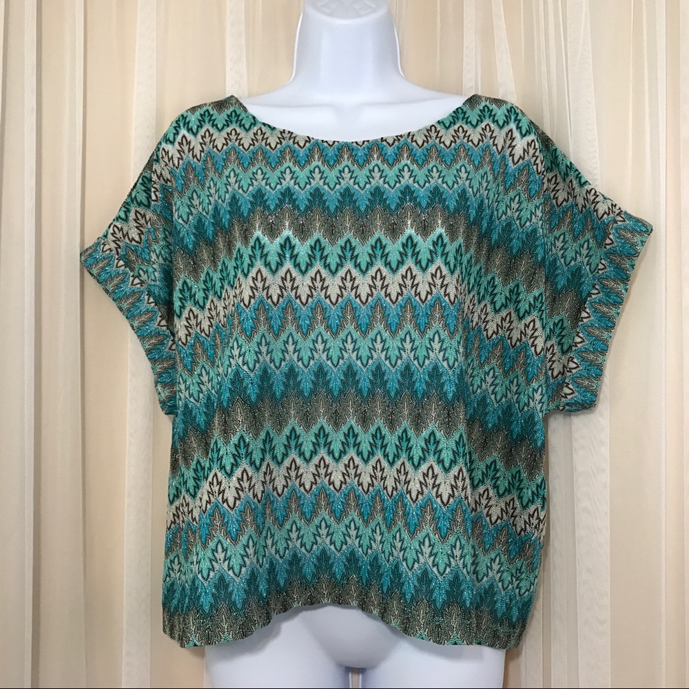 H&M Turquoise Green Paisley Blouse Sparkling