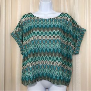 H&M Turquoise Green Paisley Blouse Sparkling