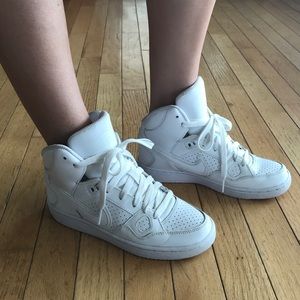 All white Nike Air Force Ones (women's 6)