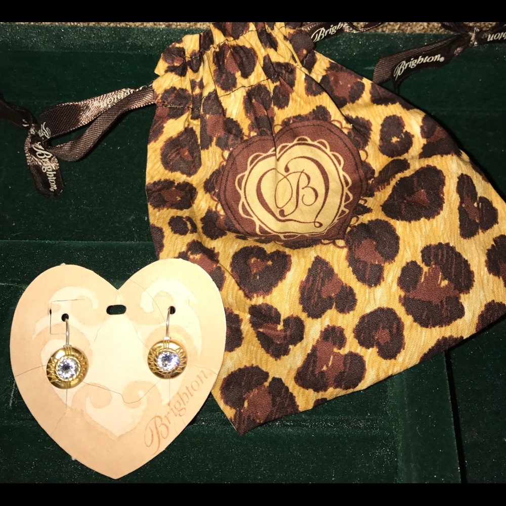 BRIGHTON gold dangle Swarovski crystal earrings