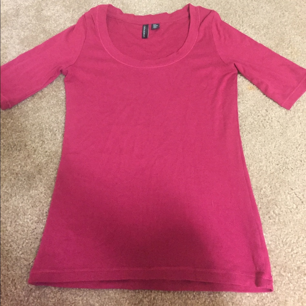 Pink boat neck casual tee