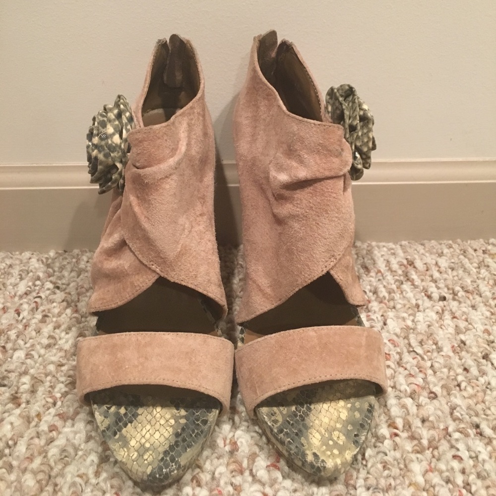 Tan Suede Heeled Sandals