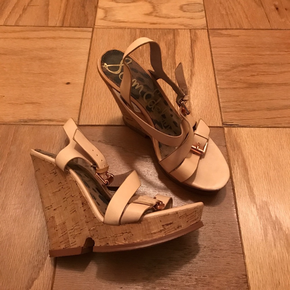 Sam Edelmam rose gold and pink wedges