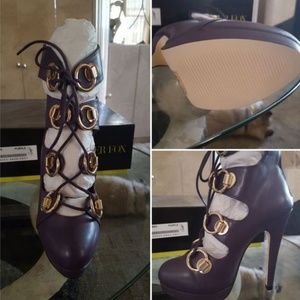 Shoedazzle purple/gold ankle boots